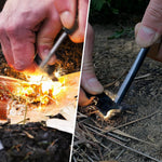 Fire Starter Survival Tool, Ferro Rod Kit with with Compass, Paracord and Whistle, Flint and Steel Survival Igniter with Tinder Rope and Tab for Camping, Hiking and Emergency | PrepWiseGear
