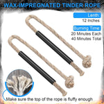 Ferro Rod Fire Starter Kit – 5" Flint and Steel with Two Waxed Tinder Cord & Paracord for Camping, Hiking, Outdoor Survival, Emergency Preparedness | PrepWiseGear