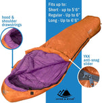 Eolus 15 F Hiking & Backpacking Sleeping Bag - 3 Season, 800FP Goose down Sleeping Bag - Ultralight - Black/Clementine - 78In - Regular | PrepWiseGear
