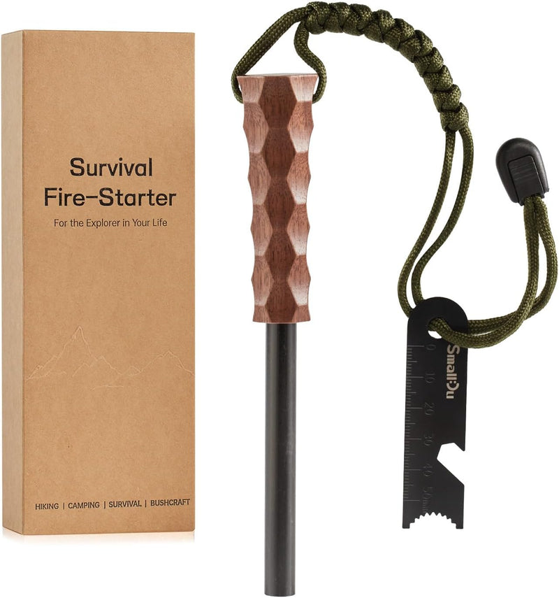 Ferro Rod Fire Starter, Survival Flint and Steel Fire Starter Kit for Hiking, Bushcraft,Camping Essentials Gear, Emergency Supplies - Ideal Gift for Explorers | PrepWiseGear