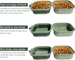Collapsible Dog Bowls, Travel Water Bowl for Dogs, 2-In-1 Portable Food and Water Feeder - Travel Dog Bowls with Lid for Walking, Traveling, Camping and Hiking