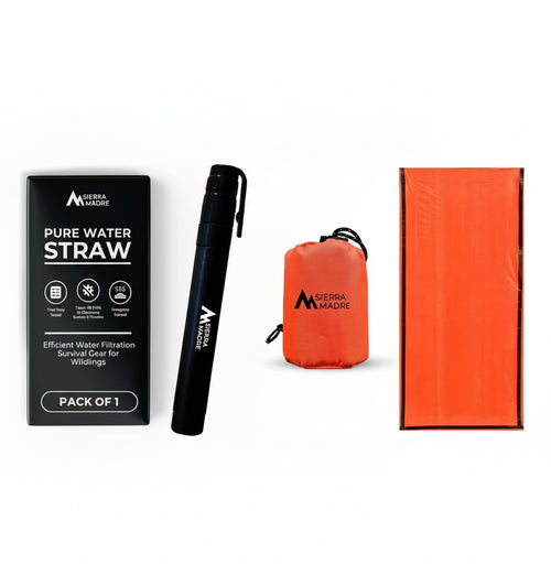 Survival Bundle – Pure Water Straw with Emergency Mylar Sleeping Bag – Ultralight, Portable Gear for Camping, Hiking & Emergency Preparedness | PrepWiseGear