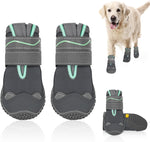 Dog Shoes for Large Small Medium Dogs - Waterproof Dog Boots for Summer Hot Pavement, Paw Protector for Outdoor Walking Winter Snow, Anti-Slip Rubber Dog Booties for Hardwood Floor (GY, 7)
