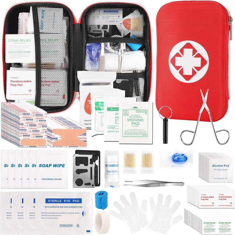 Mini Travel First Aid Kit, Emergency Kit with 201PCS First Aid Supplies and Waterproof Compact Bag, Survival Medical Kit for Home Car Office Camping Hiking | PrepWiseGear