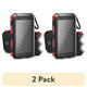 2-Pack 20,000mAh Solar Power Bank with Dual USB & Compass