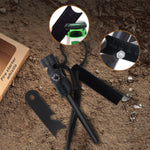 Fire Starter Survival Tool, Ferro Rod Kit with with Compass, Paracord and Whistle, Flint and Steel Survival Igniter with Tinder Rope and Tab for Camping, Hiking and Emergency | PrepWiseGear