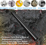 Ferro Rod Fire Starter Kit – 5" Flint and Steel with Two Waxed Tinder Cord & Paracord for Camping, Hiking, Outdoor Survival, Emergency Preparedness | PrepWiseGear