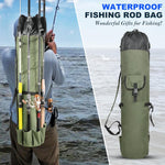 Fishing Rod Bag Pole Holder, Portable Fishing Rod Case Carrier Canvas Pole Storage Bag Travel Carry Case Waterproof Fishing Tackle Gear Organizer | PrepWiseGear