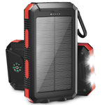(2 Pack)  20000Mah Solar Power Bank Compatible for Cell Phone Iphone, Outdoor Portable Charger with Dual 5V USB Ports, 2 Flashlights & Digital Compass(Red) | PrepWiseGear