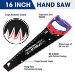 16-Inch Universal Handsaw with Non-Slip Comfortable Handle, Anti-Rust Wood Saw with Chip Removal Design, Heavy-Duty for Cutting Wood, Laminate, PVC
