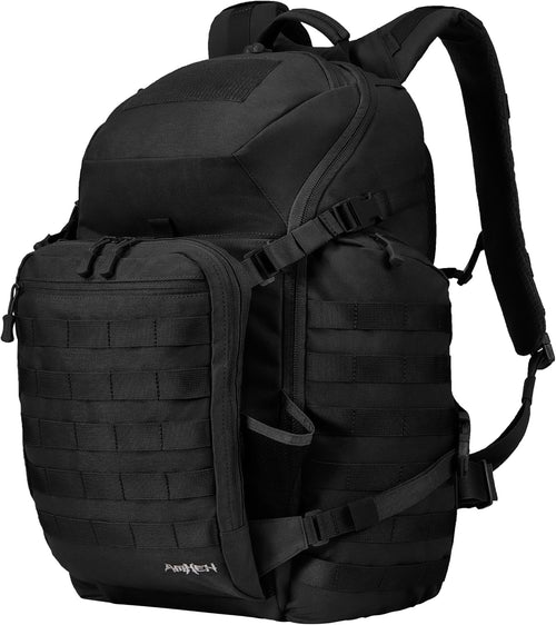 52L 1050D Airplane Approved Tactical Travel Backpack, Black | 17 Inch Gaming Laptop Compartment, Heavy Duty MOLLE 72 Hour Bug Out Bag, External Expandable Pocket | PrepWiseGear