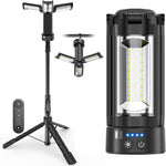 Camping Lights with Remote, 18000Mah Rechargeable Camping Lantern & LED Work Light, Detachable Tripod Stand up to 6.7 Ft, 3 Lamp Heads for Camping Essentials & Emergency, Black