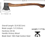 32.4 Inch Professional Wood Splitting Axe, Wood Chopping Axe with Hickory Wood Handle and Leather Sheath, Felling Ax, Sporting Axes, Racing Axes for Timbersports - Black Head 6 Lbs