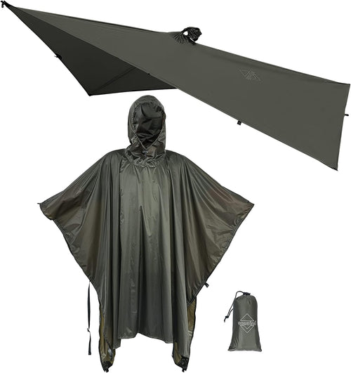 Hooded Rain Poncho, Silnylon Rain Coat Versatile Survival Shelter Waterproof Breathable Lightweight Poncho | PrepWiseGear