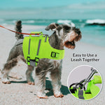 Dog Life Jacket,Dog Life Vest for Swimming,Xs Dog Swim Vest,Lightweigth Adjustable Reflective Puppy Pet Float Life Preserver Vest with Back Zip,Rescue Handle,Metal Hook (Green XS)