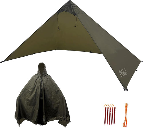 Lightweight Poncho Shelter, Solitary Shelter Cape Silnylon Emergency Survival Shelter Ultralight Minimalist Shelter for Camping Hiking Backpacking Bug Out Bag | PrepWiseGear