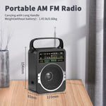Portable AM FM Radio, Bluetooth 5.0 Radios 5 Watts Loud Speaker,Fm Radio Built-In Rechargeable Battery/Dc D*4 Cell Battery Operated & AC Power Plug in Wall Black