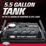 Simpson 6875 Watt Portable Generator, Quiet Gas Generator with Handle and Wheels, 2 120V Duplex Outlets, 120V/240V 4-Prong Outlet, 120V 3-Prong Outlet, 5500 Running Watts, CO Sensor (SF5568)