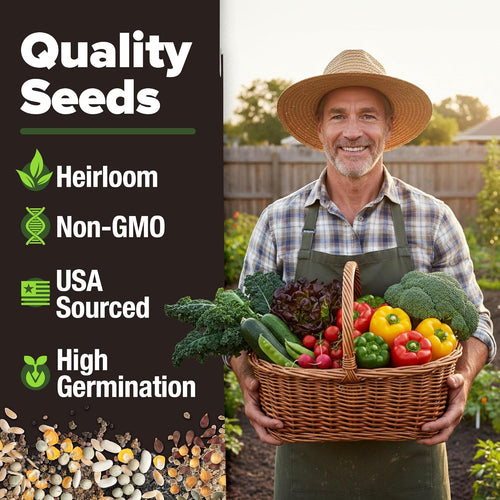 15 Variety Survival Seed Vault 8,800+ Heirloom Non-Gmo Vegetable Seeds for Planting, High Germination, Complete Garden Starter Kit, Prepper Survival Gear, Indoor Outdoor