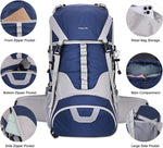 50L Hiking Backpack, Waterproof Camping Backpack with Rain Cover for Men Women, Lightweight Sport Daypack for Outdoor Camping Travel, Navy Blue
