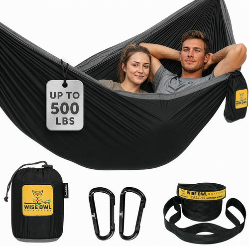 Camping Hammock ? up to 500Lbs Portable Hammock with Tree Straps - Travel, Backpacking, Hiking, Outdoors Camping Gear - Single or Double | PrepWiseGear