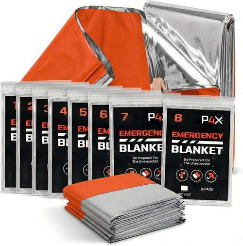 Mylar Blankets 8 Pack - Waterproof Emergency Blanket - Rip and Tear Resistant Survivalist Gear - Emergency Thermal Blanket for Outdoor Survival | PrepWiseGear