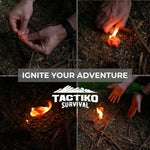 Tactiko Camping Fire Starter – Waterproof Survival Fire Starter for Wet Wood & Emergency Kits – 5 Minute Burn Time, 50 Uses, 60G – Lightweight Campfire Accessory for Hiking & Backpacking | PrepWiseGear