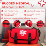 Fully Stocked EMT Trauma Bag – Tactical First Responder Medical Kit with Tourniquet, Vented Chest Seals, Hemostatic Gauze, Shears, Bandages & Bleeding Control Supplies – Red | PrepWiseGear