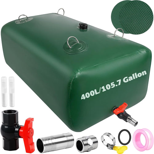 400 L/105.7 Gallon Water Storage Bladder, Foldable Portable Water Bladder Tank, Large Capacity Water Container, Water Bag for RV, Truck, Camping, Emergency & Outdoor Use