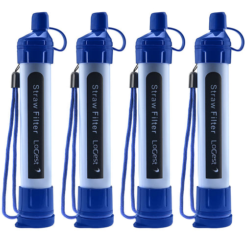 4 Pack Water Filter Straw - Portable, Compact, Multipurpose Water Purification Device for Emergency Kits, Outdoor Activities, Camping, Travel | PrepWiseGear