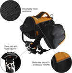 Big Baxter Dog Backpack, Dog Saddlebag, Dog Pack, Adjustable Saddlebag for Hiking, Walking, Running, Camping, Black/Orange