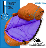 Eolus 15 F Hiking & Backpacking Sleeping Bag - 3 Season, 800FP Goose down Sleeping Bag - Ultralight - Black/Clementine - 78In - Regular | PrepWiseGear
