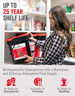 Emergency Food Supply - 88 Servings Meat & Rice Bucket, Freeze Dried Protein Meals, Camping Essentials, Bulk Rice & Survival Food, Disaster Prepping Supplies, up to 25 Year Shelf Life | PrepWiseGear