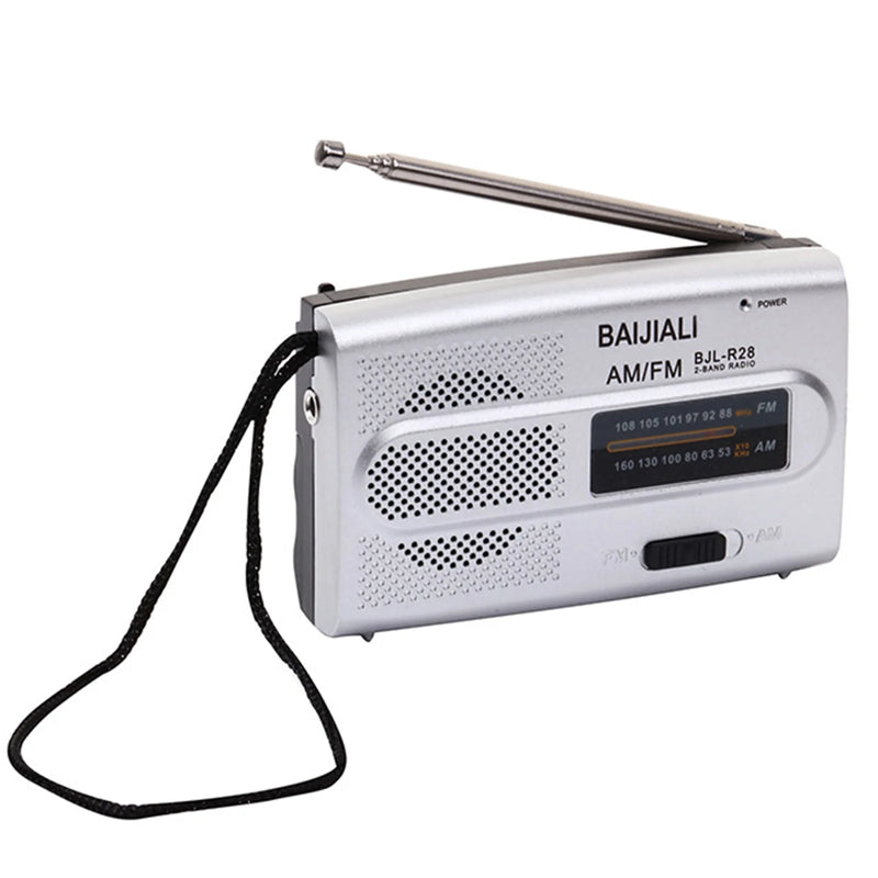 Radio FM/AM Small Portable Radio Battery Operated Radio Full-Wave Band World Receiver Telescopic Antenna Built-In Speaker