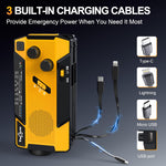 Hand Crank Emergency Radio 7400Mwh (2000Mah) Solar Hand Crank Radio Built in 3 Charging Cables AM/FM/NOAA Weather Radio Battery Operated Hand Crank Charger for Emergency Supplies Survival Gear