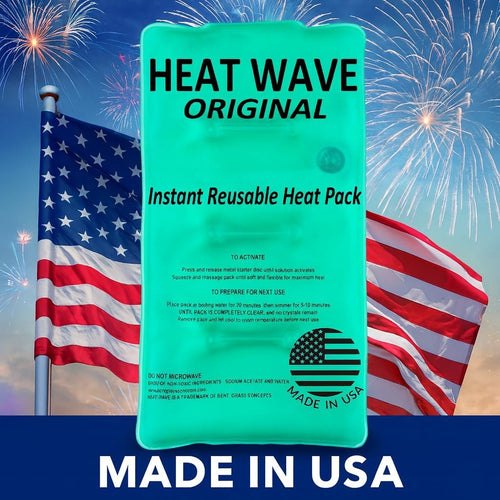Instant Heat Packs Medium (5×9”)- Medical Grade Reusable Green 1-Pack Fast and HOT - Made in USA for Muscle Aches, Back, Arm, Shoulder, Pain Relief, Warmth on the Go; Heating Pad Click Heat | PrepWiseGear