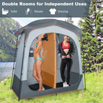 2 Room Shower Tent Oversize Privacy Shelter Portable Dressing Toilet Outdoor Gray