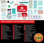 Survival First Aid Kit for Home/Business, Camping Survival Kits | Mini Travel First Aid Kit | Camping Equipment | Small Kits for Car | Outdoor Emergency Survivals Pack - 250Pcs | PrepWiseGear