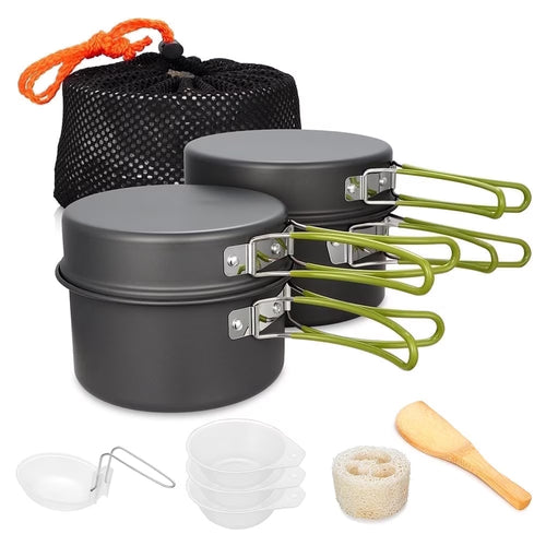 Camping Cookware Set Camping Gear Campfire Utensils Non-Stick Cooking Equipment Lightweight Stackable Pot Pan Bowls with Storage Bag for Outdoor Hiking | PrepWiseGear