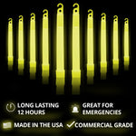 Yellow Emergency Glow Sticks - Premium 6” Snaplight Survival Glow Sticks with 8 Hour Duration for Use as Emergency Flares and Hiking Safety Gear (Bulk Pack of 20 Safety Glow Sticks) | PrepWiseGear