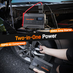 Car Jump Starter with Air Compressor, 2000A 150PSI Portable Car Battery Jump Box(5.0L Gas) with Digital Tire Inflator, 12V