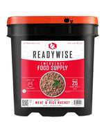 Emergency Food Supply - 88 Servings Meat & Rice Bucket, Freeze Dried Protein Meals, Camping Essentials, Bulk Rice & Survival Food, Disaster Prepping Supplies, up to 25 Year Shelf Life | PrepWiseGear