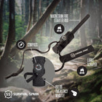 Spark Fire Starter Kit - Magnesium Ferro Rod Fire Starter Kit with Compass and Whistle - Emergency Fire Starter Survival Multitool for Camping, Hiking, Hunting and More