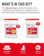 3 Month Emergency Food Supply - 894 Servings, 6 Buckets, Freeze Dried Protein Meals, Disaster Survival Food Storage Kit, Ready to Eat, Camping Essentials, up to 25 Year Shelf Life | PrepWiseGear