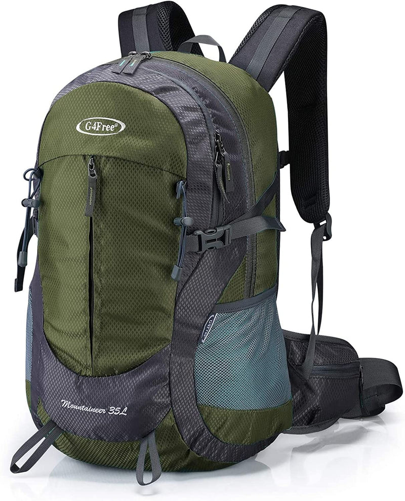 35L Hiking Backpack Water Resistant Outdoor Sports Travel Daypack Lightweight with Rain Cover for Women Men (Army Green) | PrepWiseGear