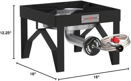 Gasone Propane Single Gas Burner 200,000BTU Heavy Duty - 0-20 PSI Adjustable Regulator and Hose Camp | PrepWiseGear