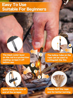 Fire Starter Survival Tool, Fire Starter Kit Includes Magnesium Rod, Steel Striker, 2 Pcs Wick Hemp Rope and Multifunctional Outdoor Bag, Fire Starters for Campfires Hiking Survival Training Gift | PrepWiseGear