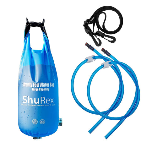 3-Gal Gravity-Fed Water Bag with 2 Outlet Pipes for Sawyer Water Filtration System Survival Water Filter Straw, Compatible with Lifestraw and Other Water Filter Straw, Bpa-Free (12L/3Gal) | PrepWiseGear