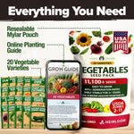20 Heirloom Vegetable Seeds - 10,000+ Survival Seeds and Emergency Prepper Gear - Non GMO Vegetable Seeds for Planting Home Garden Variety Pack | PrepWiseGear