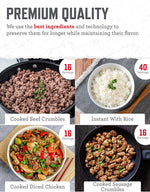 Emergency Food Supply - 88 Servings Meat & Rice Bucket, Freeze Dried Protein Meals, Camping Essentials, Bulk Rice & Survival Food, Disaster Prepping Supplies, up to 25 Year Shelf Life | PrepWiseGear